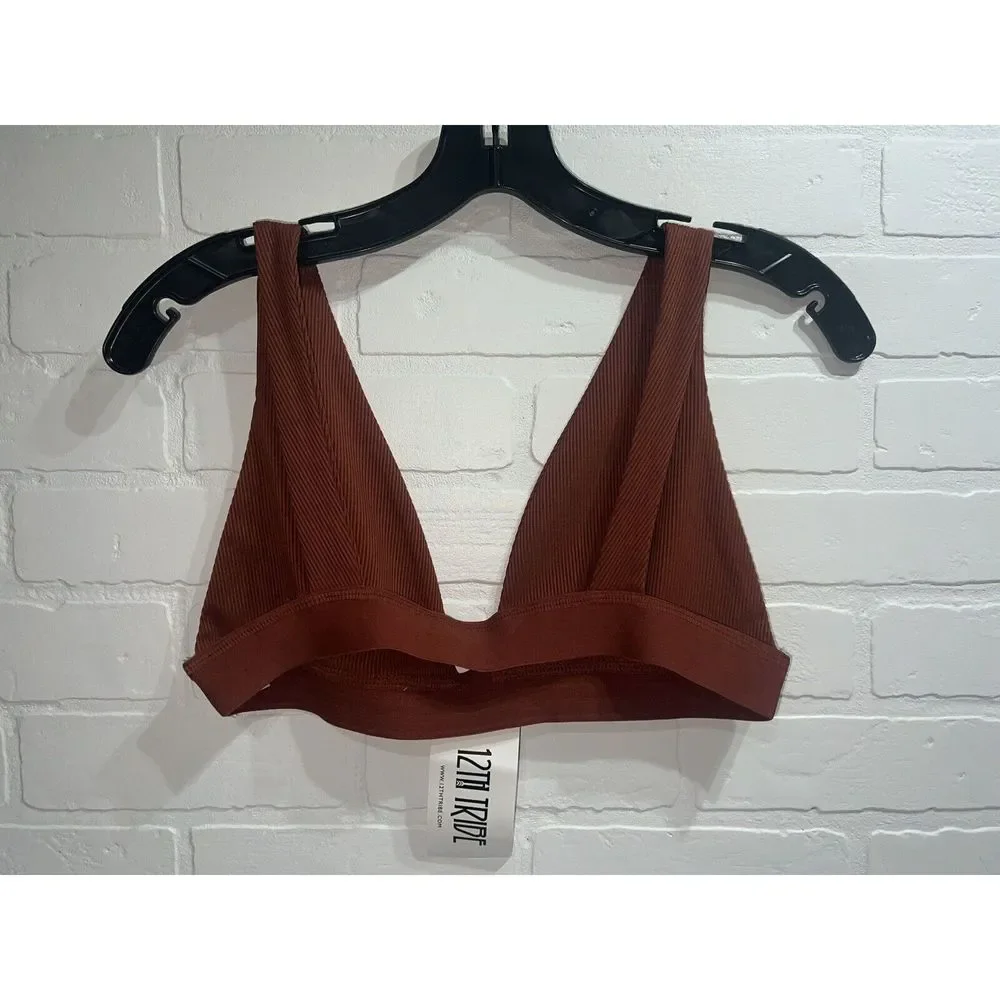NWT! - 12TH TRIBE RIVER Rylie Rust Ribbed Bralette Tops super cute size LARGE - Picture 6 of 8